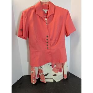 Dressbarn Coral Short Sleeve Button Blazer